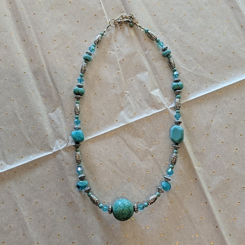 Adjustable Silver Turquoise Necklace